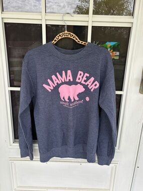 Simply Southern Navy Sweatshirt with Pink "Mama Bear" Graphic